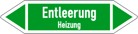 Flierichtungspfeil, Flierichtungsetikett, Rohrkennzeichnung, Durchflubezeichnung, Kennzeichnungsschilder, Rohrmarkierer, Pfeilschilder, Luftrichtungspfeil, Luftpfeil, Entleerung Heizung