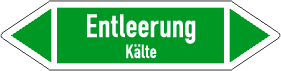 Flierichtungspfeil, Flierichtungsetikett, Rohrkennzeichnung, Durchflubezeichnung, Kennzeichnungsschilder, Rohrmarkierer, Pfeilschilder, Luftrichtungspfeil, Luftpfeil, Entleerung Kälte