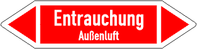 Flierichtungspfeil, Flierichtungsetikett, Rohrkennzeichnung, Durchflubezeichnung, Kennzeichnungsschilder, Rohrmarkierer, Pfeilschilder, Luftrichtungspfeil, Luftpfeil, Entrauchung Außenluft