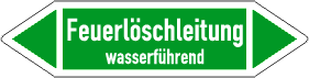 Flierichtungspfeil, Flierichtungsetikett, Rohrkennzeichnung, Durchflubezeichnung, Kennzeichnungsschilder, Rohrmarkierer, Pfeilschilder, Luftrichtungspfeil, Luftpfeil, Feuerlöschleitung wasserführend