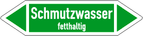 Flierichtungspfeil, Flierichtungsetikett, Rohrkennzeichnung, Durchflubezeichnung, Kennzeichnungsschilder, Rohrmarkierer, Pfeilschilder, Luftrichtungspfeil, Luftpfeil, Schmutzwasser fetthaltig